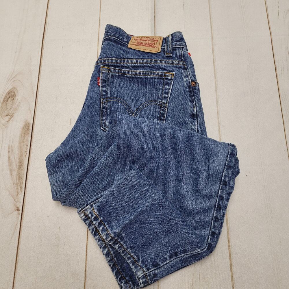 Vintage Y2k Levis 550 jeans relaxed tapered dark wash retro 10 short
